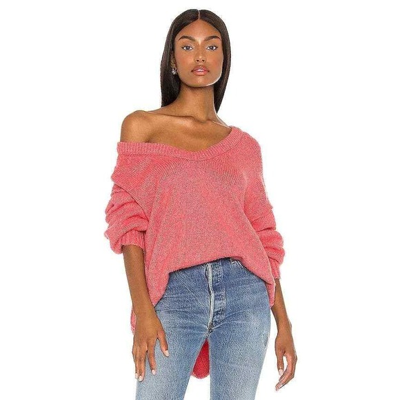 Free People Sweaters - FREE PEOPLE Sweater Womens Small Pink Brookside Tunic Pullover Oversized Slouchy
